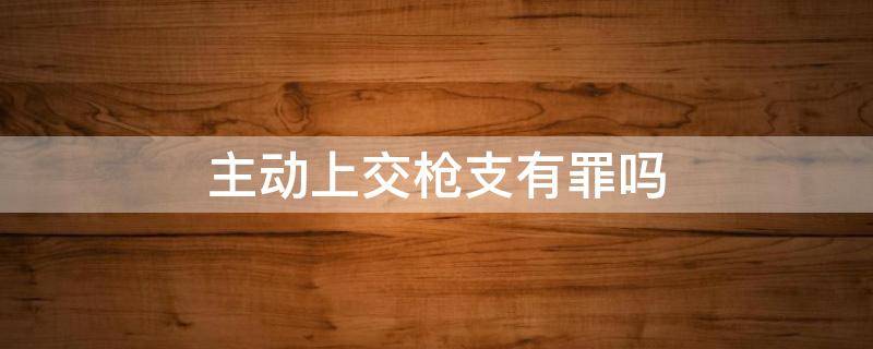 主动上交枪支有罪吗（主动上交枪支要追责吗）