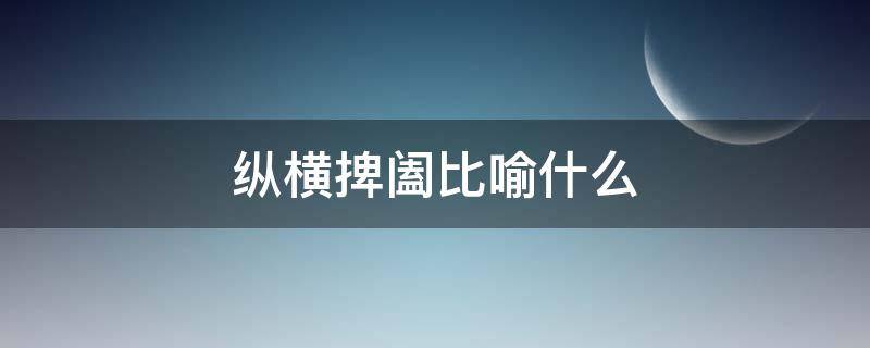 纵横捭阖比喻什么 纵横捭阖形容什么