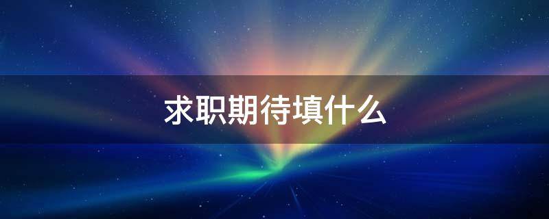 求职期待填什么 求职期望是什么工作或机会怎么写