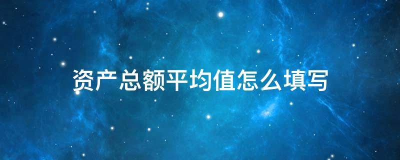 资产总额平均值怎么填写 资产总额填写平均值怎么填