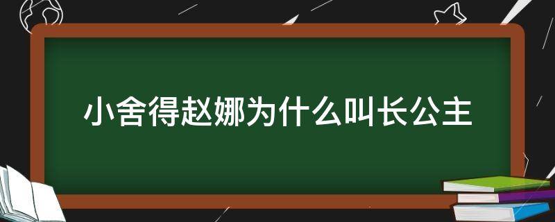 小舍得赵娜为什么叫长公主 小舍得中的赵娜为什么叫长公主