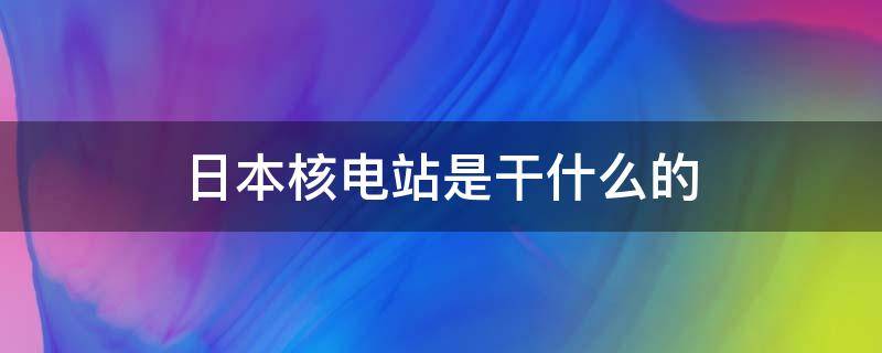 日本核电站是干什么的（日本核电站是什么东西）