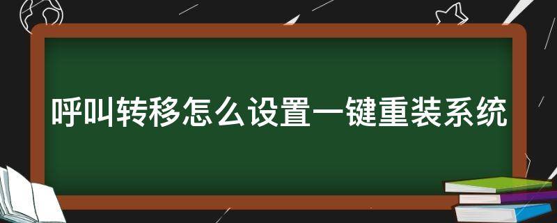 呼叫转移怎么设置一键重装系统 呼叫转移从哪设置方法