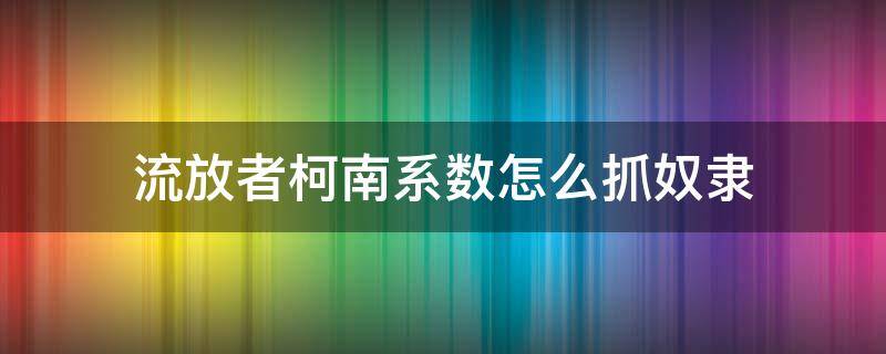 流放者柯南系数怎么抓奴隶（流放者柯南奴隶数量）