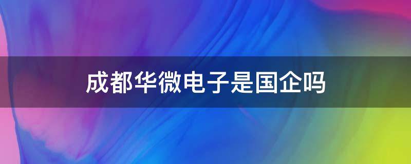 成都华微电子是国企吗 成都华微电子科技有限公司是国企吗
