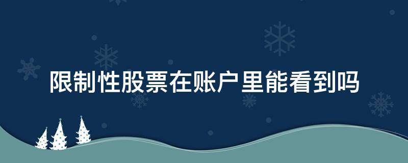 限制性股票在账户里能看到吗（股票账户被限制）