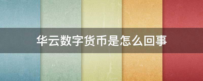 华云数字货币是怎么回事 华云数字到底是什么