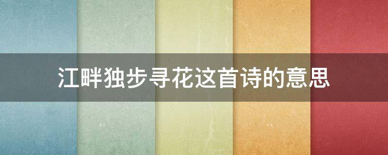 江畔独步寻花这首诗的意思（江畔独步寻花这首诗的意思是什么黄师塔前江水东）