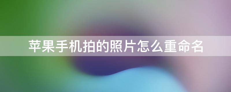 苹果手机拍的照片怎么重命名 苹果手机拍的照片怎么重命名发给别人