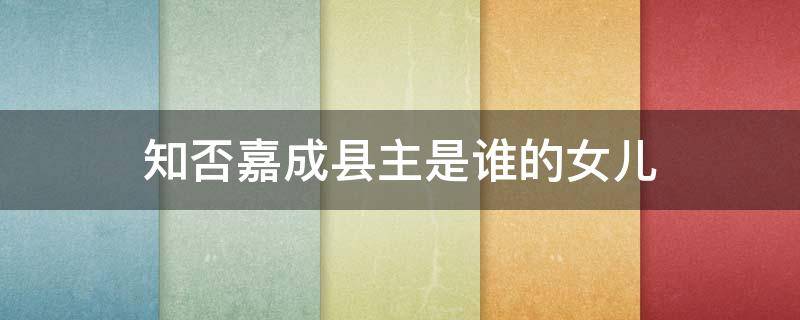 知否嘉成县主是谁的女儿（知否知否里面嘉成县主）