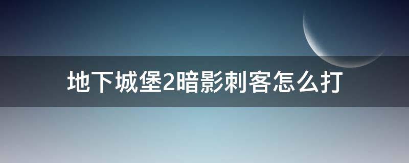 地下城堡2暗影刺客怎么打 地下城堡2暗影刺客怎么打8000血被秒