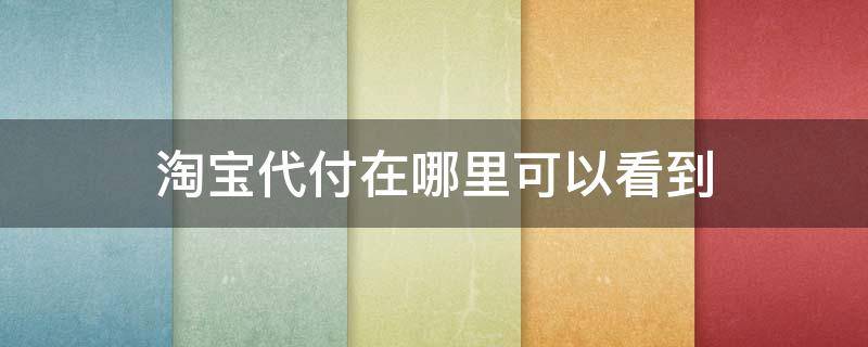 淘宝代付在哪里可以看到 淘宝代付能看到什么