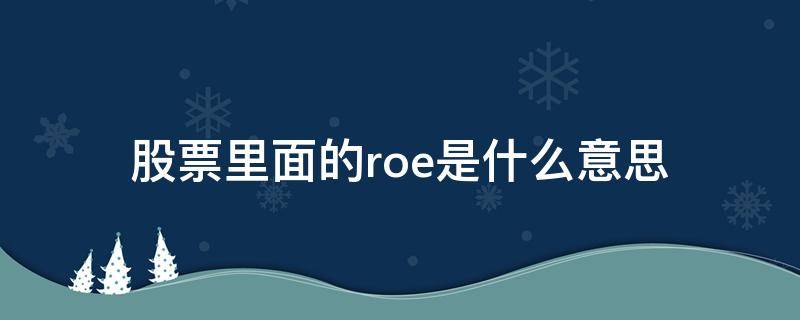 股票里面的roe是什么意思 股票的ROE是什么意思