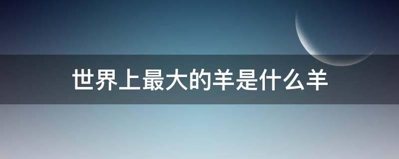 世界上最大的羊是什么羊（世界上最厉害的羊是什么羊）