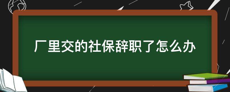 厂里交的社保辞职了怎么办 员工离职后社保怎么处理