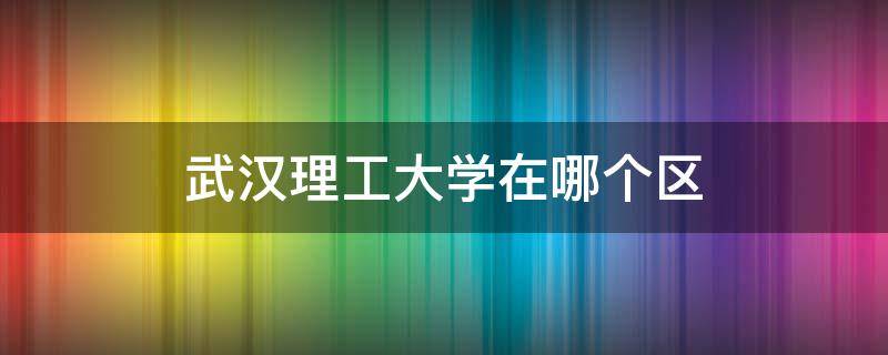 武汉理工大学在哪个区（武汉理工大学在武汉什么区）