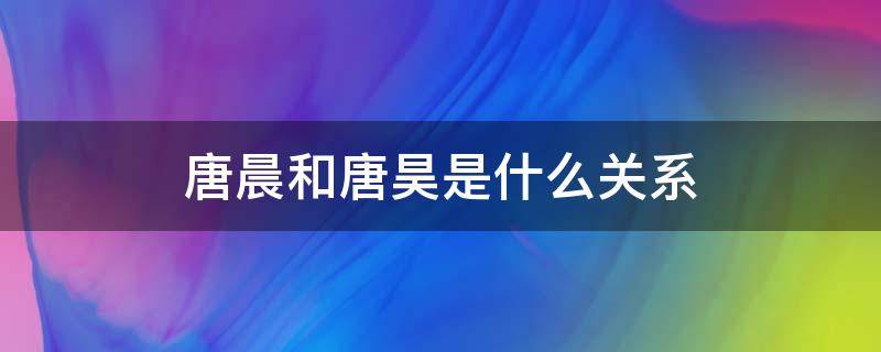 唐晨和唐昊是什么关系（唐晨是唐昊的谁）