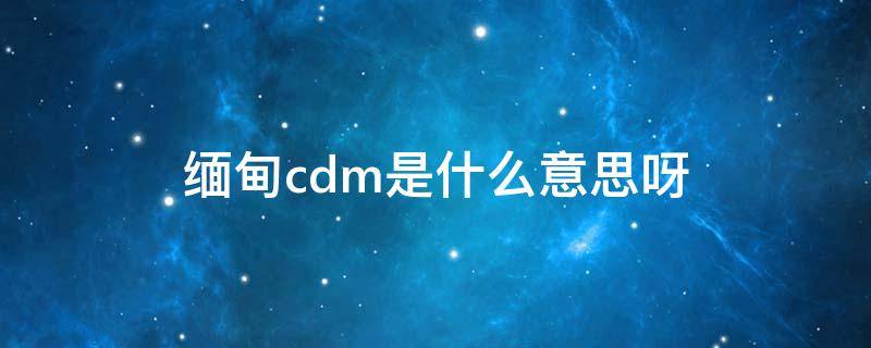 缅甸cdm是什么意思呀（缅甸CDF）