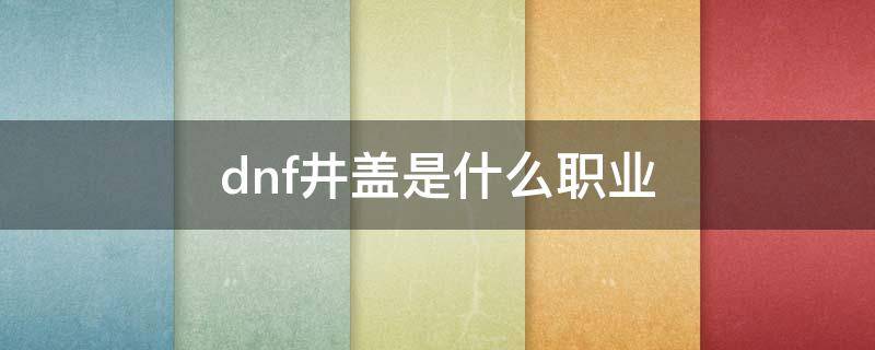 dnf井盖是什么职业（DNF井盖是什么职业）