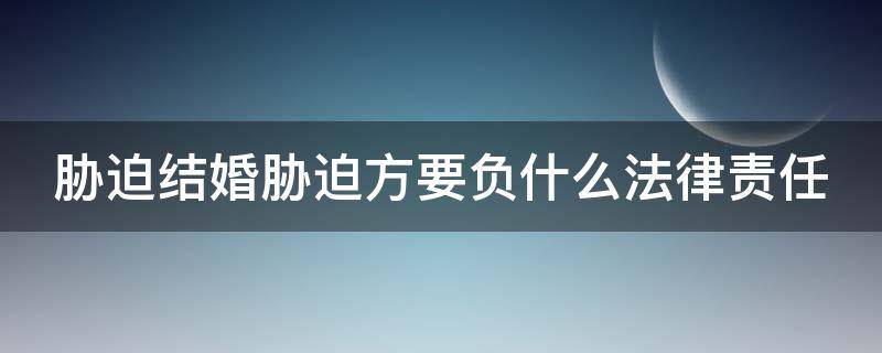 胁迫结婚胁迫方要负什么法律责任