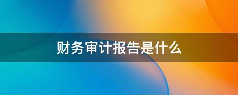 财务审计报告是什么 财务审计报告是什么意思