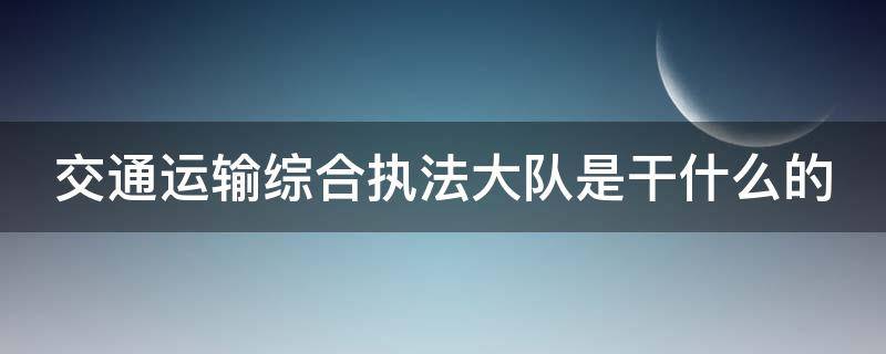 交通运输综合执法大队是干什么的（交通运输综合执法大队属于哪个部门）