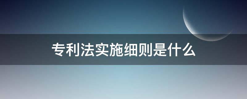 专利法实施细则是什么（专利法和实施细则）