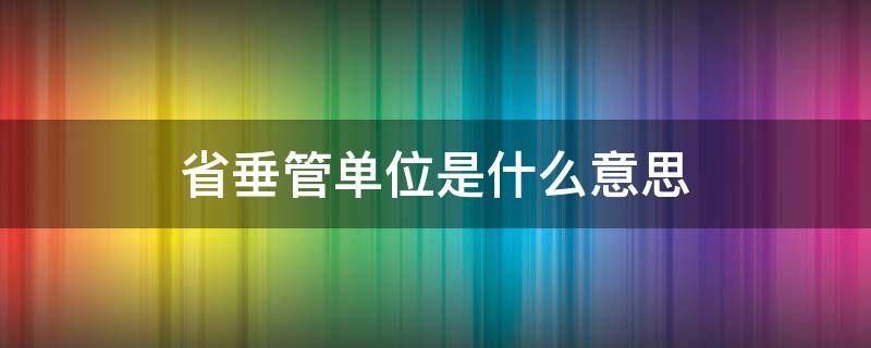 省垂管单位是什么意思（政府垂管单位）