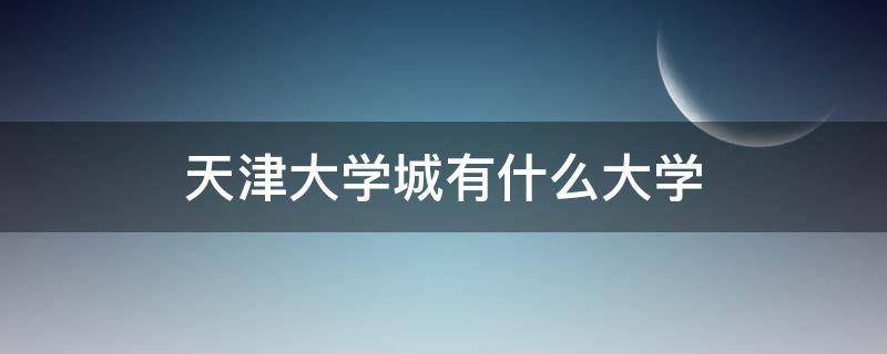 天津大学城有什么大学 天津大学城在哪儿