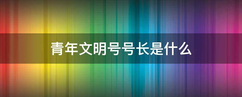 青年文明号号长是什么（全国青年文明号号长）