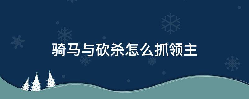 骑马与砍杀怎么抓领主（骑马与砍杀如何抓领主）