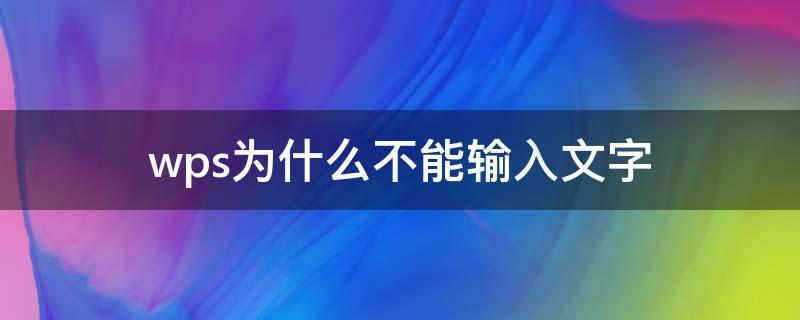 wps为什么不能输入文字（wps不能输入文字怎么回事）