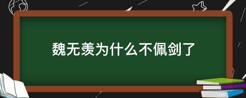 魏无羡为什么不佩剑了（魏无羡后来能用剑了吗）