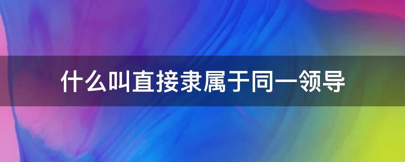 什么叫直接隶属于同一领导（隶属于什么意思 直接领导）