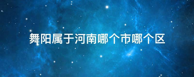 舞阳属于河南哪个市哪个区 河南省舞阳属于什么市