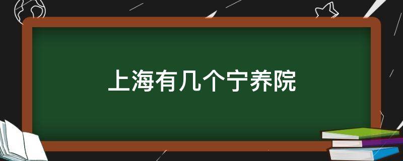 上海有几个宁养院（上海宁养院地址）