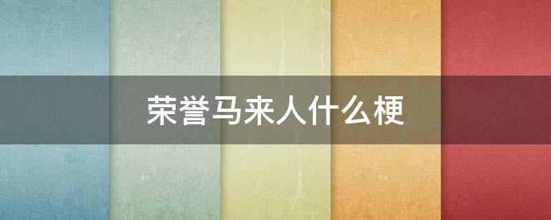 荣誉马来人什么梗 你这个荣誉马来人