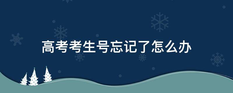 高考考生号忘记了怎么办 高考考完考生号忘了怎么办