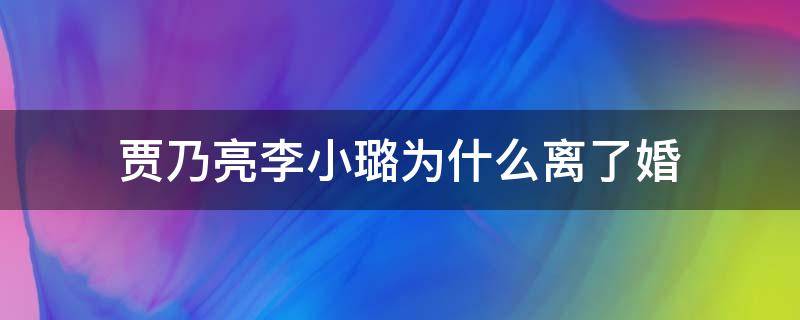 贾乃亮李小璐为什么离了婚 贾乃亮李小璐为什么离了婚1011无标题