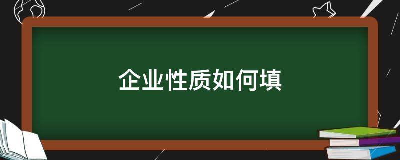 企业性质如何填 企业单位性质怎么填