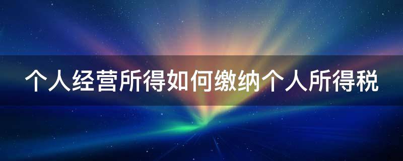 个人经营所得如何缴纳个人所得税（个人经营所得怎么交税）