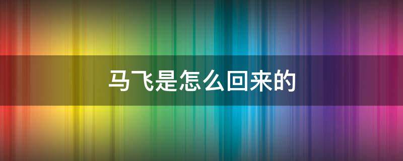 马飞是怎么回来的 马飞飞是什么