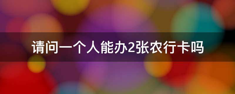 请问一个人能办2张农行卡吗 一人可以办两张农行卡吗