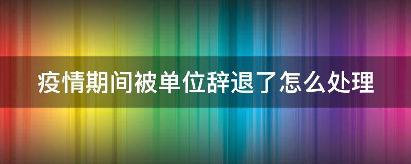 疫情期间被单位辞退了怎么处理（疫情期间被辞退怎么办）