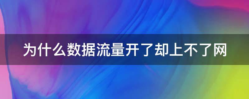 为什么数据流量开了却上不了网 为什么数据流量开了却上不了网络