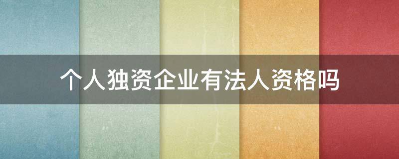 个人独资企业有法人资格吗（个人独资企业拥有法人资格吗）
