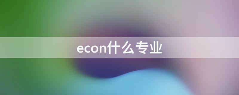 econ什么专业 econ是啥专业