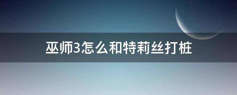 巫师3怎么和特莉丝打桩 巫师3怎么和女巫打桩