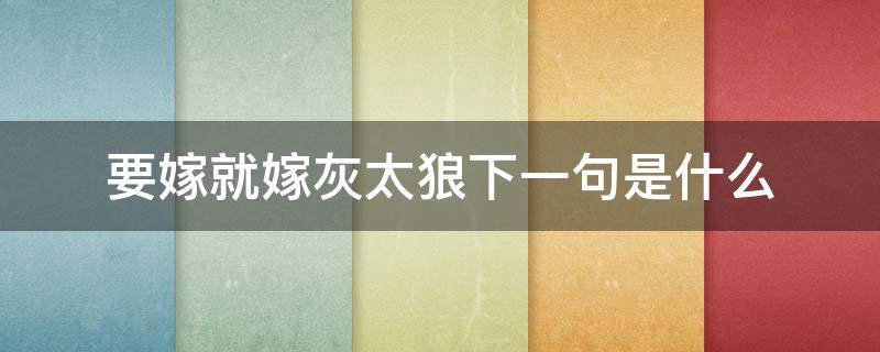 要嫁就嫁灰太狼下一句是什么 要嫁就嫁灰太狼下一句是什么怎么回复