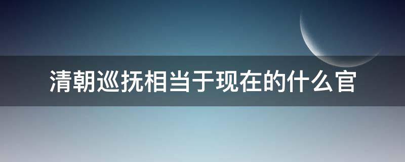 清朝巡抚相当于现在的什么官 巡抚在清朝是什么官